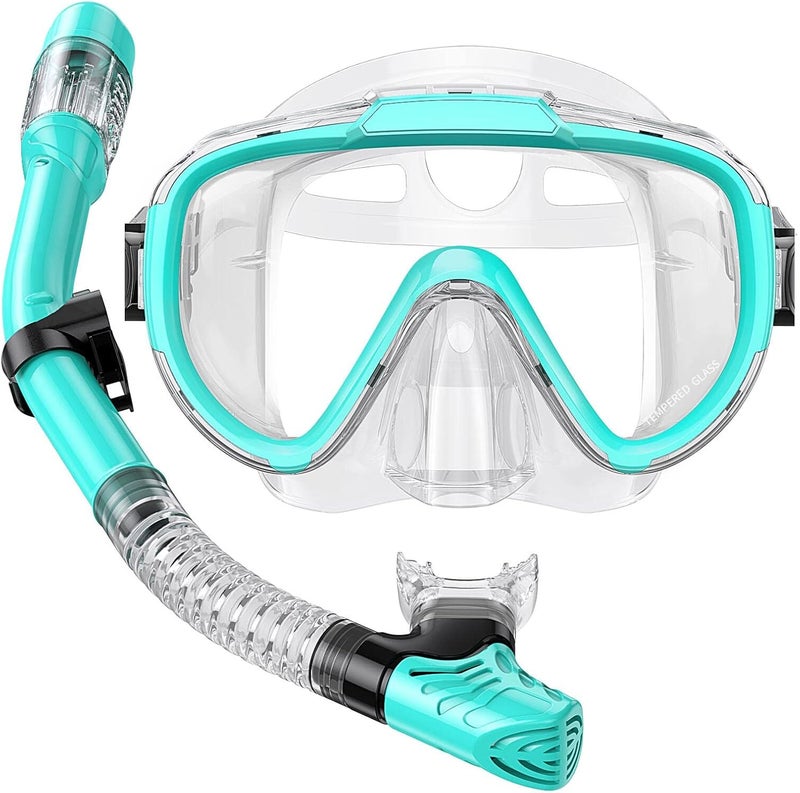 Seovediary Snorkel Set Adults Snorkeling Gear Anti-Fog Panoramic View Swim Mask Dry Top Snorkel Kit with Carry Bag for Snorkeling Scuba Diving Swimming Travel - Image 1